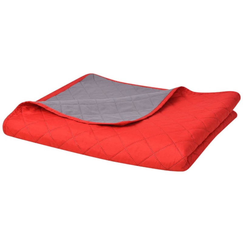 Copriletto Double-Face Trapuntato Rosso e Grigio 230x260 cm Copriletto Double-Face Trapuntato Rosso e Grigio 230x260 cm
