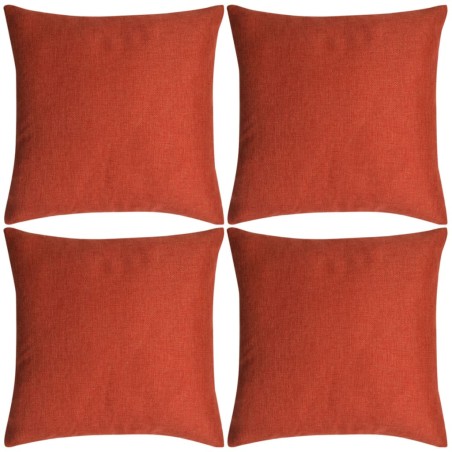 Set 4 Federe per Cuscini in Simil-Lino Terracotta 80x80 cm