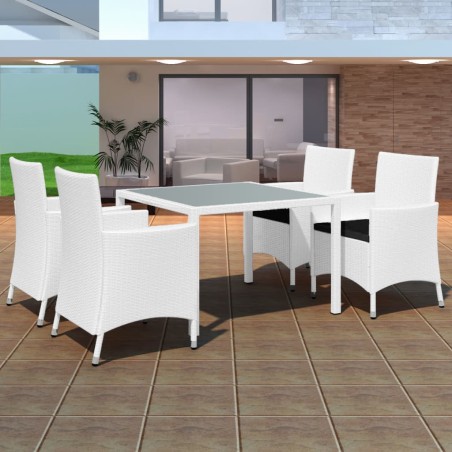 vidaXL Set da Pranzo da Giardino 5 pz in Polyrattan Bianco Crema