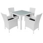 vidaXL Set da Pranzo da Giardino 5 pz in Polyrattan Bianco Crema vidaXL Set da Pranzo da Giardino 5 pz in Polyrattan Bianco Crema