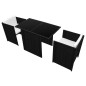Set da Bistrot 3 pz con Cuscini in Polyrattan Nero Set da Bistrot 3 pz con Cuscini in Polyrattan Nero