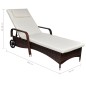Lettino Prendisole con Cuscino e Ruote in Polyrattan Marrone Lettino Prendisole con Cuscino e Ruote in Polyrattan Marrone