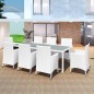 vidaXL Set da Pranzo da Giardino 9 pz in Polyrattan Bianco Crema vidaXL Set da Pranzo da Giardino 9 pz in Polyrattan Bianco Crema