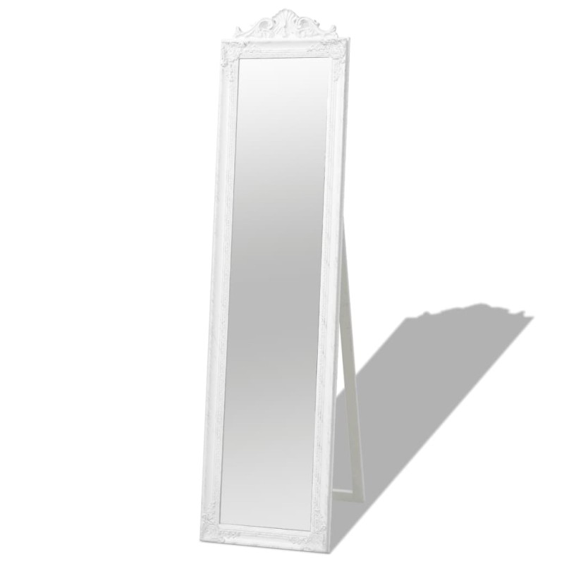 Specchio da Pavimento in Stile Barocco 160x40 cm Bianco Specchio da Pavimento in Stile Barocco 160x40 cm Bianco