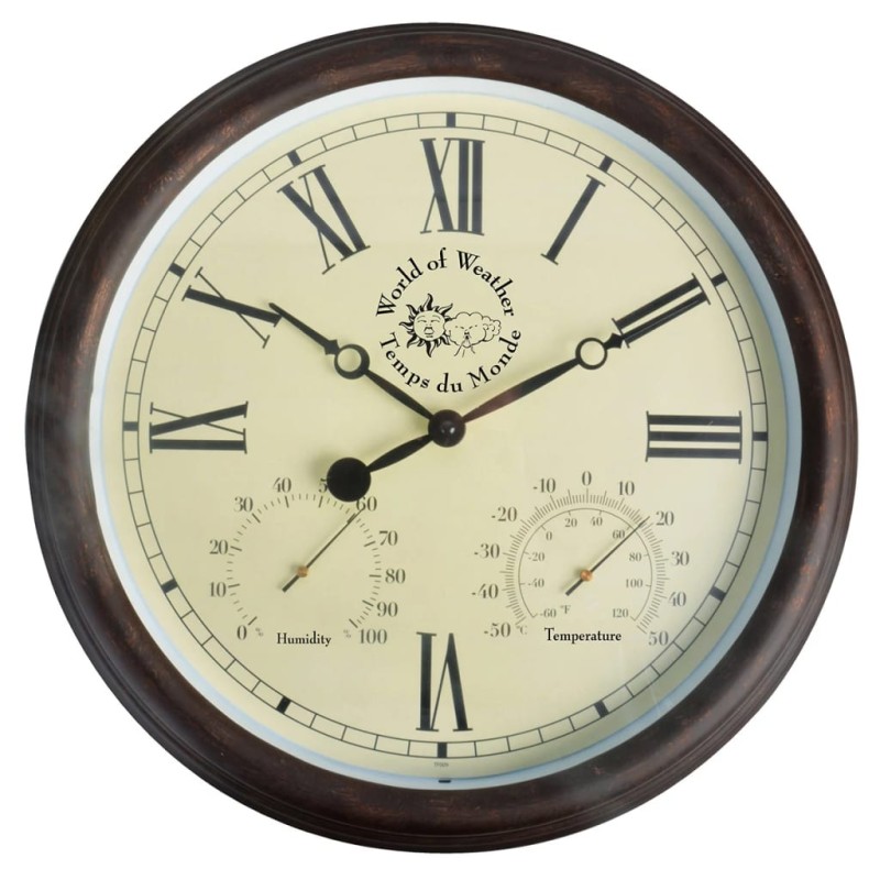 Esschert Design Orologio della Stazione e Termoigrometro 30,5cm TF009 Esschert Design Orologio della Stazione e Termoigrometro 30,5cm TF009