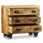 Credenza con 3 Cassetti in Legno Grezzo di Mango Credenza con 3 Cassetti in Legno Grezzo di Mango