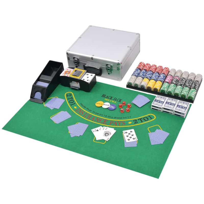 Set da Poker/Blackjack con 600 Chips Laser Alluminio Set da Poker/Blackjack con 600 Chips Laser Alluminio