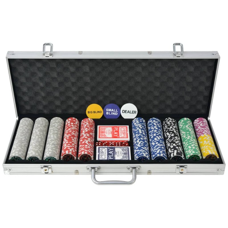 Set da Poker con 500 Chips Laser in Alluminio Set da Poker con 500 Chips Laser in Alluminio