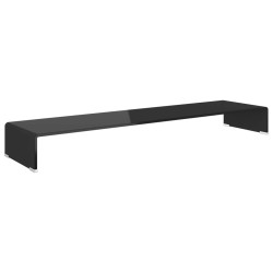 vidaXL Mobile/Rialzo Porta TV in Vetro Nero 120x30x13 cm