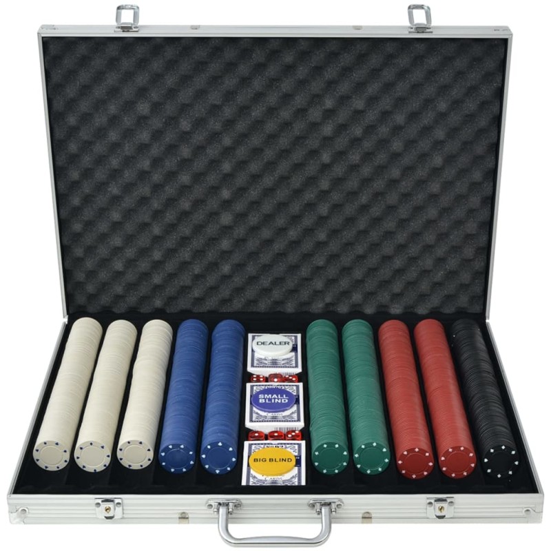 Set da Poker con 1000 Chips Alluminio Set da Poker con 1000 Chips Alluminio