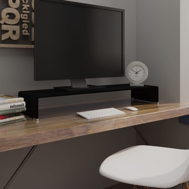 vidaXL Mobile/Rialzo Porta TV in Vetro Nero 100x30x13 cm vidaXL Mobile/Rialzo Porta TV in Vetro Nero 100x30x13 cm