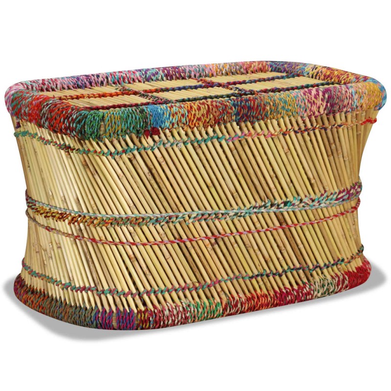 Tavolino da Caffè in Bambù con Dettagli Chindi Multicolore Tavolino da Caffè in Bambù con Dettagli Chindi Multicolore