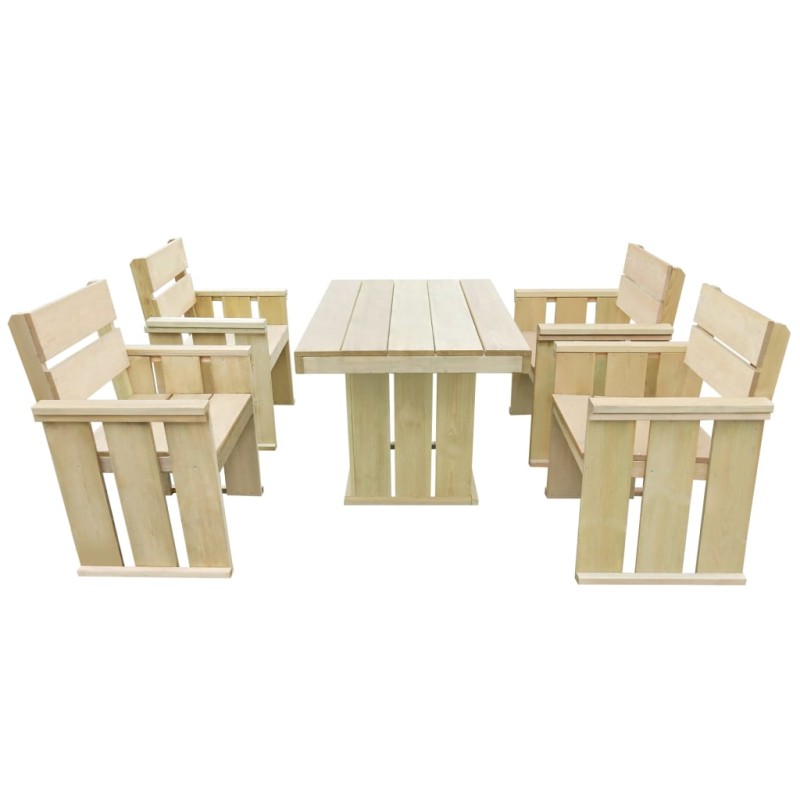 vidaXL Set da Pranzo da Giardino 5 pz in Legno di Pino Impregnato vidaXL Set da Pranzo da Giardino 5 pz in Legno di Pino Impregnato