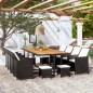 Set da Pranzo da Giardino 13 pz Polyrattan e Legno Acacia Nero Set da Pranzo da Giardino 13 pz Polyrattan e Legno Acacia Nero