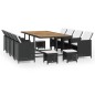 Set da Pranzo da Giardino 13 pz Polyrattan e Legno Acacia Nero Set da Pranzo da Giardino 13 pz Polyrattan e Legno Acacia Nero