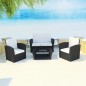 Set Divani da Giardino 4 pz con Cuscini in Polyrattan Nero Set Divani da Giardino 4 pz con Cuscini in Polyrattan Nero