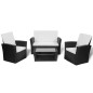 Set Divani da Giardino 4 pz con Cuscini in Polyrattan Nero Set Divani da Giardino 4 pz con Cuscini in Polyrattan Nero