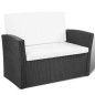 Set Divani da Giardino 4 pz con Cuscini in Polyrattan Nero Set Divani da Giardino 4 pz con Cuscini in Polyrattan Nero