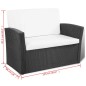 Set Divani da Giardino 4 pz con Cuscini in Polyrattan Nero Set Divani da Giardino 4 pz con Cuscini in Polyrattan Nero