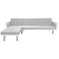 Divano Letto ad Angolo Tessuto 218x155x69 cm Bianco e Grigio Divano Letto ad Angolo Tessuto 218x155x69 cm Bianco e Grigio
