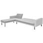 Divano Letto ad Angolo Tessuto 218x155x69 cm Bianco e Grigio Divano Letto ad Angolo Tessuto 218x155x69 cm Bianco e Grigio