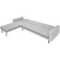 Divano Letto ad Angolo Tessuto 218x155x69 cm Bianco e Grigio Divano Letto ad Angolo Tessuto 218x155x69 cm Bianco e Grigio