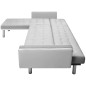 Divano Letto ad Angolo Tessuto 218x155x69 cm Bianco e Grigio Divano Letto ad Angolo Tessuto 218x155x69 cm Bianco e Grigio