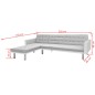 Divano Letto ad Angolo Tessuto 218x155x69 cm Bianco e Grigio Divano Letto ad Angolo Tessuto 218x155x69 cm Bianco e Grigio