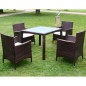 Set da Pranzo da Giardino 5 pz con Cuscini Polyrattan Marrone Set da Pranzo da Giardino 5 pz con Cuscini Polyrattan Marrone