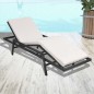 Lettino Prendisole con Cuscino in Polyrattan Nero Lettino Prendisole con Cuscino in Polyrattan Nero