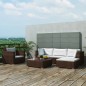 Set Divani da Giardino 6 pz con Cuscini in Polyrattan Marrone Set Divani da Giardino 6 pz con Cuscini in Polyrattan Marrone