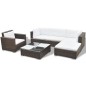 Set Divani da Giardino 6 pz con Cuscini in Polyrattan Marrone Set Divani da Giardino 6 pz con Cuscini in Polyrattan Marrone