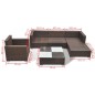 Set Divani da Giardino 6 pz con Cuscini in Polyrattan Marrone Set Divani da Giardino 6 pz con Cuscini in Polyrattan Marrone