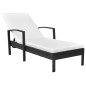 vidaXL Lettino Prendisole con Cuscino in Polyrattan Nero vidaXL Lettino Prendisole con Cuscino in Polyrattan Nero