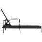 vidaXL Lettino Prendisole con Cuscino in Polyrattan Nero vidaXL Lettino Prendisole con Cuscino in Polyrattan Nero