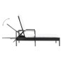 vidaXL Lettino Prendisole con Cuscino in Polyrattan Nero vidaXL Lettino Prendisole con Cuscino in Polyrattan Nero