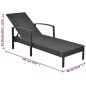 vidaXL Lettino Prendisole con Cuscino in Polyrattan Nero vidaXL Lettino Prendisole con Cuscino in Polyrattan Nero