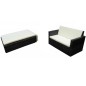 Set Divani da Giardino 2 pz con Cuscini in Polyrattan Nero Set Divani da Giardino 2 pz con Cuscini in Polyrattan Nero