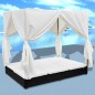 Lettino Prendisole con Tende in Polyrattan Nero Lettino Prendisole con Tende in Polyrattan Nero