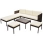Set Divani da Giardino 6 pz con Cuscini in Polyrattan Marrone Set Divani da Giardino 6 pz con Cuscini in Polyrattan Marrone
