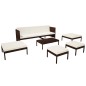 Set Divani da Giardino 6 pz con Cuscini in Polyrattan Marrone Set Divani da Giardino 6 pz con Cuscini in Polyrattan Marrone