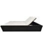 Lettino Prendisole da Giardino con Cuscino in Polyrattan Nero Lettino Prendisole da Giardino con Cuscino in Polyrattan Nero