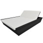Lettino Prendisole da Giardino con Cuscino in Polyrattan Nero Lettino Prendisole da Giardino con Cuscino in Polyrattan Nero