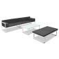 Set Divani da Giardino 4 pz con Cuscini in Alluminio Nero Set Divani da Giardino 4 pz con Cuscini in Alluminio Nero