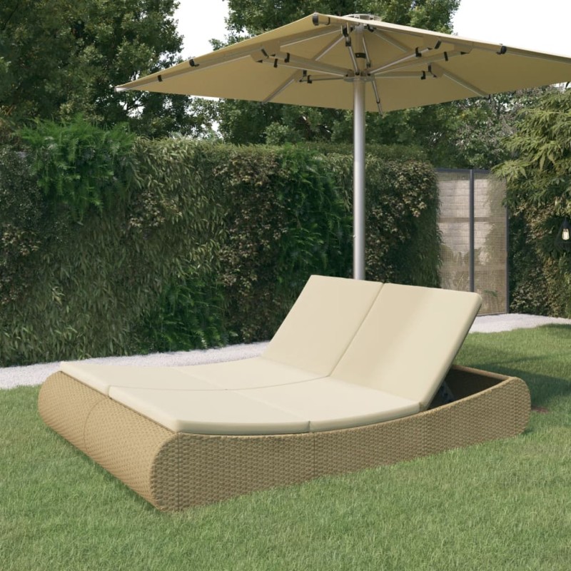 vidaXL Lettino Prendisole in Polyrattan Beige vidaXL Lettino Prendisole in Polyrattan Beige