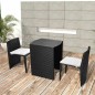Set da Bistrot 3 pz con Cuscini in Polyrattan Nero Set da Bistrot 3 pz con Cuscini in Polyrattan Nero