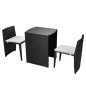 Set da Bistrot 3 pz con Cuscini in Polyrattan Nero Set da Bistrot 3 pz con Cuscini in Polyrattan Nero