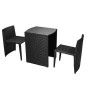 Set da Bistrot 3 pz con Cuscini in Polyrattan Nero Set da Bistrot 3 pz con Cuscini in Polyrattan Nero