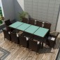 Set da Pranzo da Giardino 11 pz e Cuscini in Polyrattan Marrone Set da Pranzo da Giardino 11 pz e Cuscini in Polyrattan Marrone