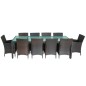 Set da Pranzo da Giardino 11 pz e Cuscini in Polyrattan Marrone Set da Pranzo da Giardino 11 pz e Cuscini in Polyrattan Marrone